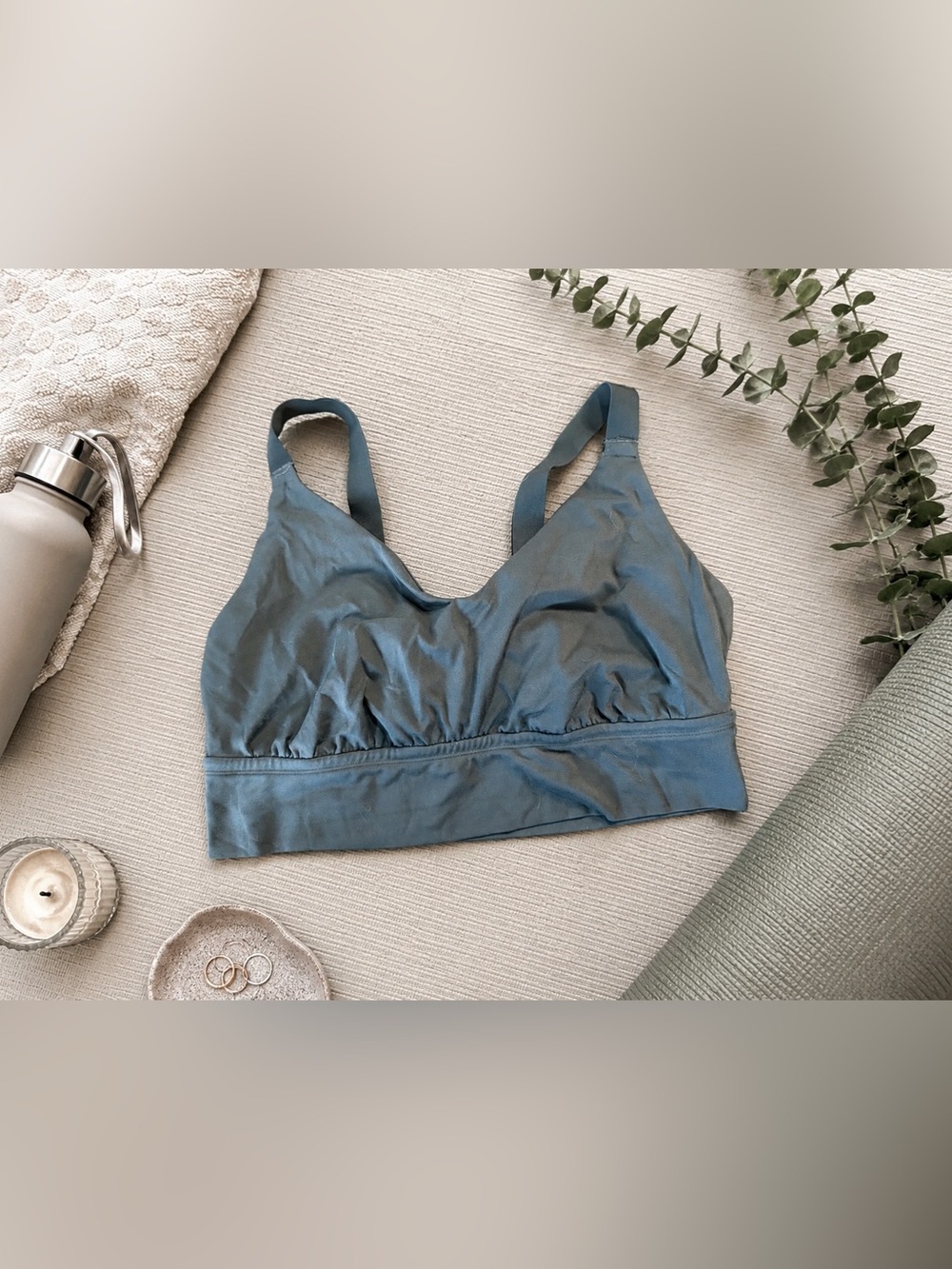 Aerie Chill Play Move Sports Bra Womens XL Gray Green Longline Low Impact